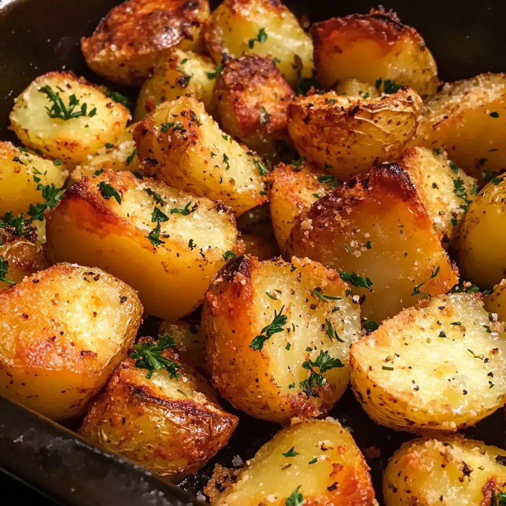 Golden-brown potatoes topped with herbs and crisped to perfection.