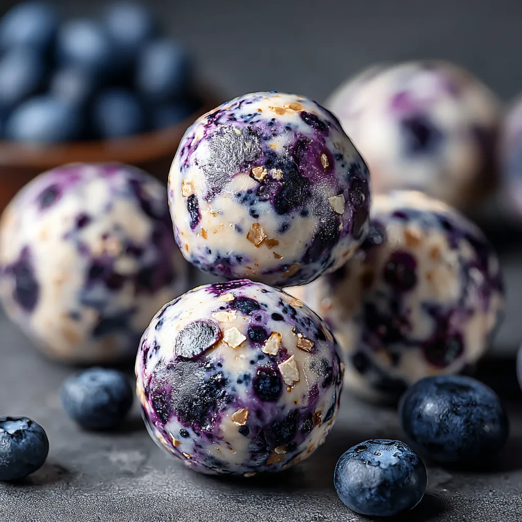 A bowl of blueberries and a bowl of blueberry balls.