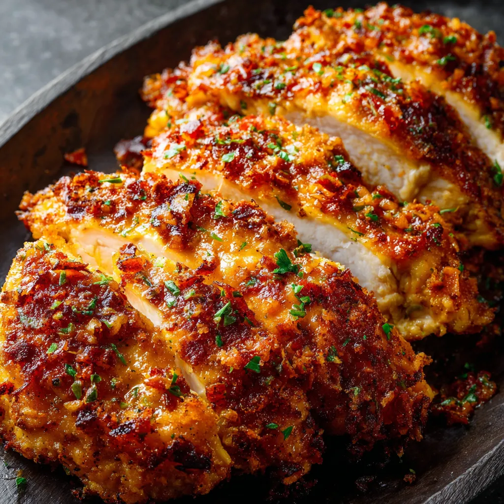 A plate of chicken with a spicy sauce.