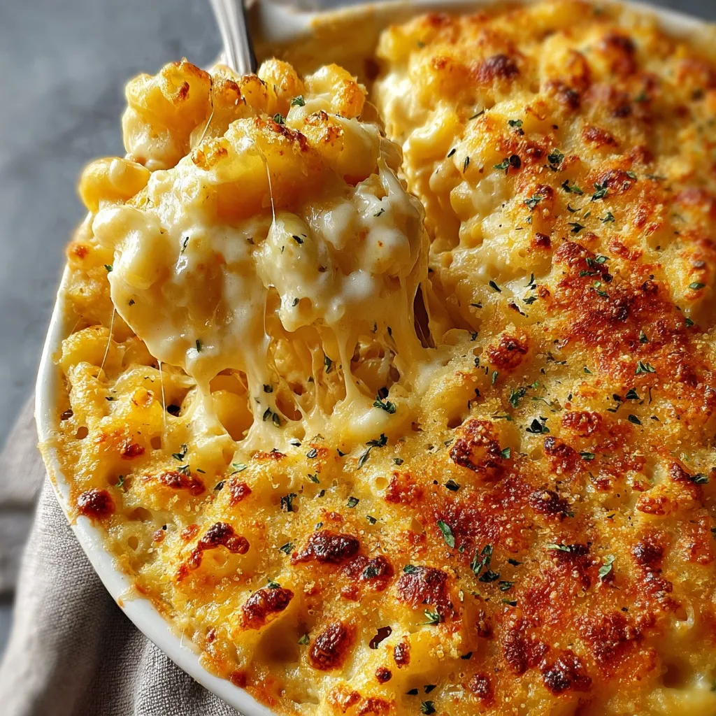 A bowl of macaroni and cheese.