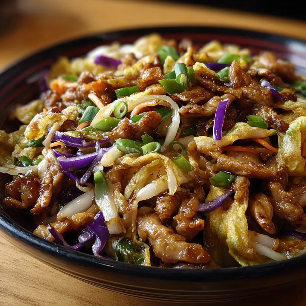 A bowl of food with meat and vegetables.