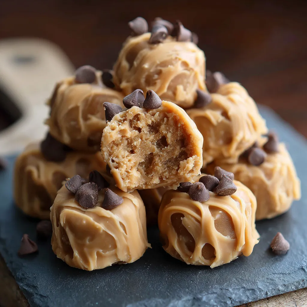 A stack of chocolate and caramel candies.