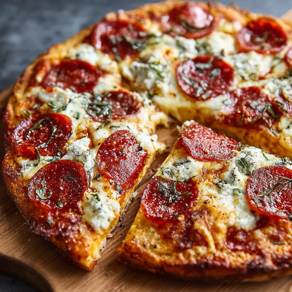 A slice of pepperoni pizza on a wooden cutting board.