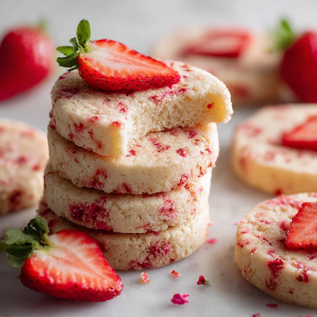A stack of strawberry shortcake cookies.