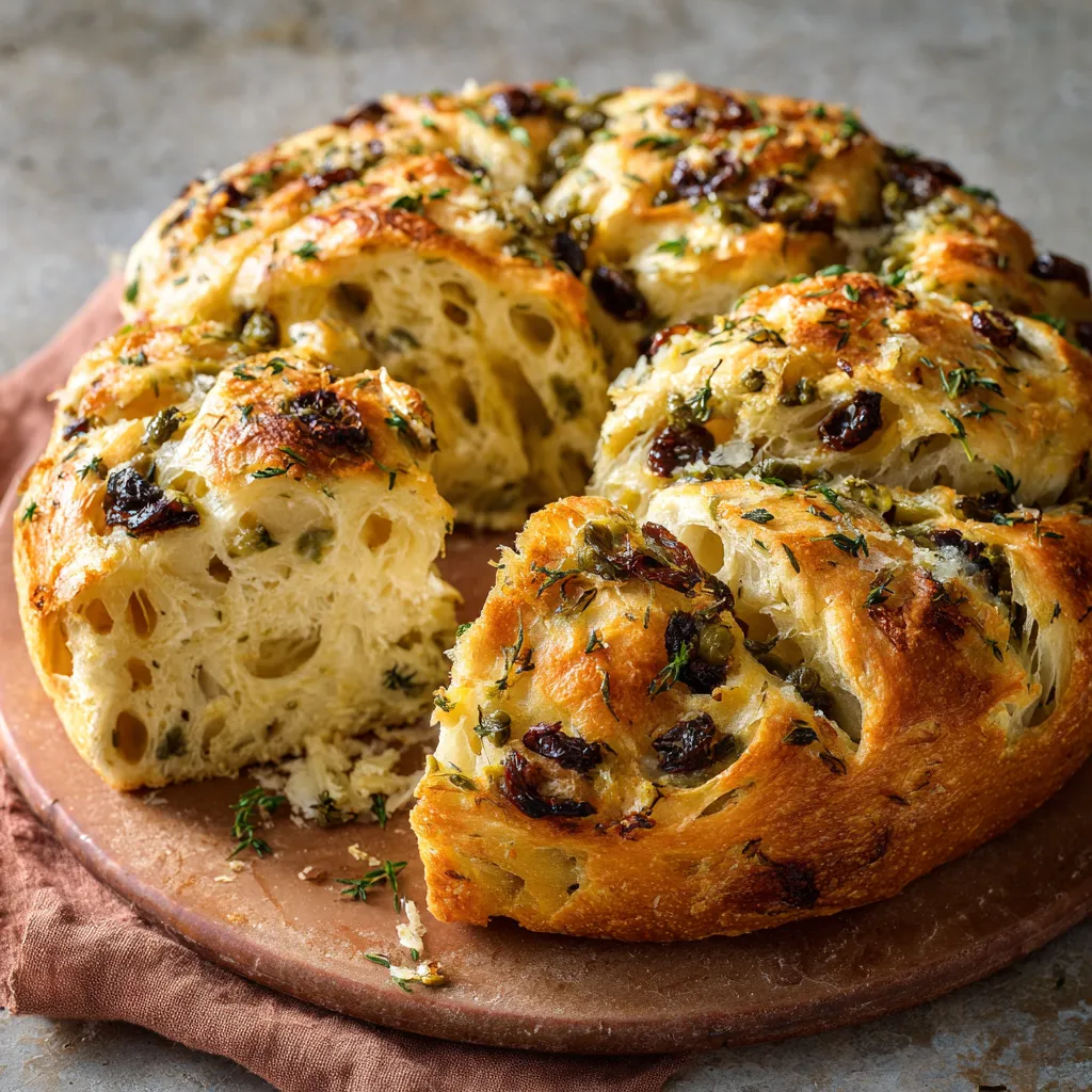 A slice of bread with herbs on it.