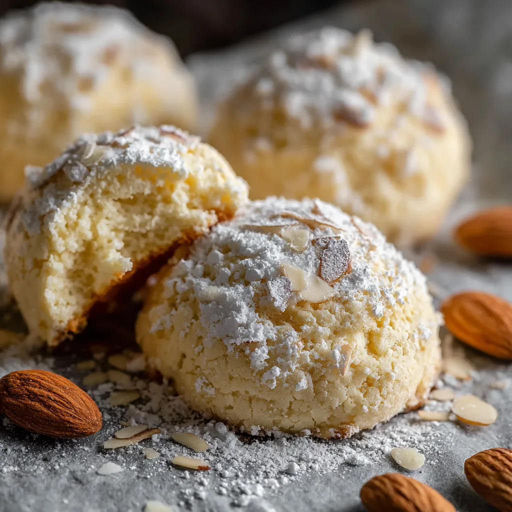 A plate of powdered sugar covered almonds.