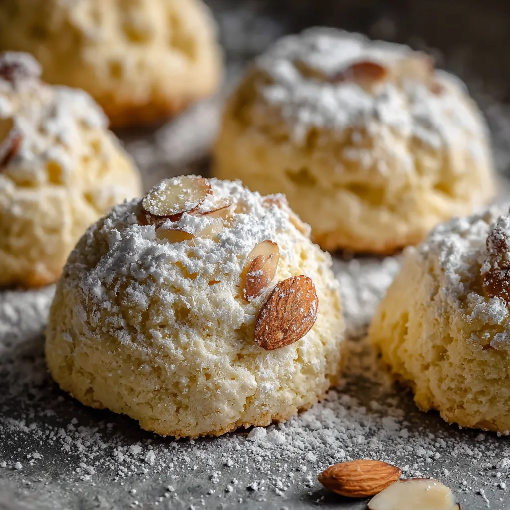 A plate of powdered sugar covered almonds.
