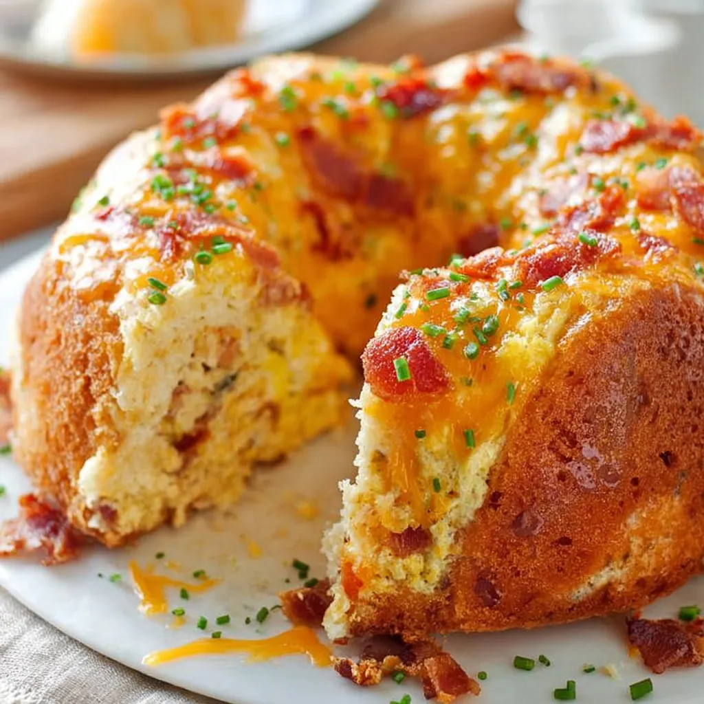 A slice of bacon and cheese cake.