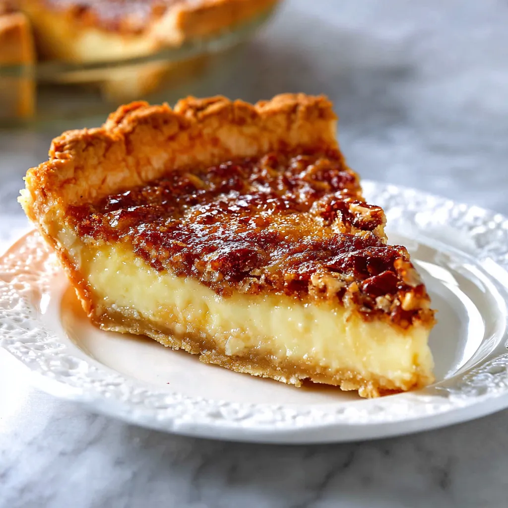 A slice of pie on a plate.
