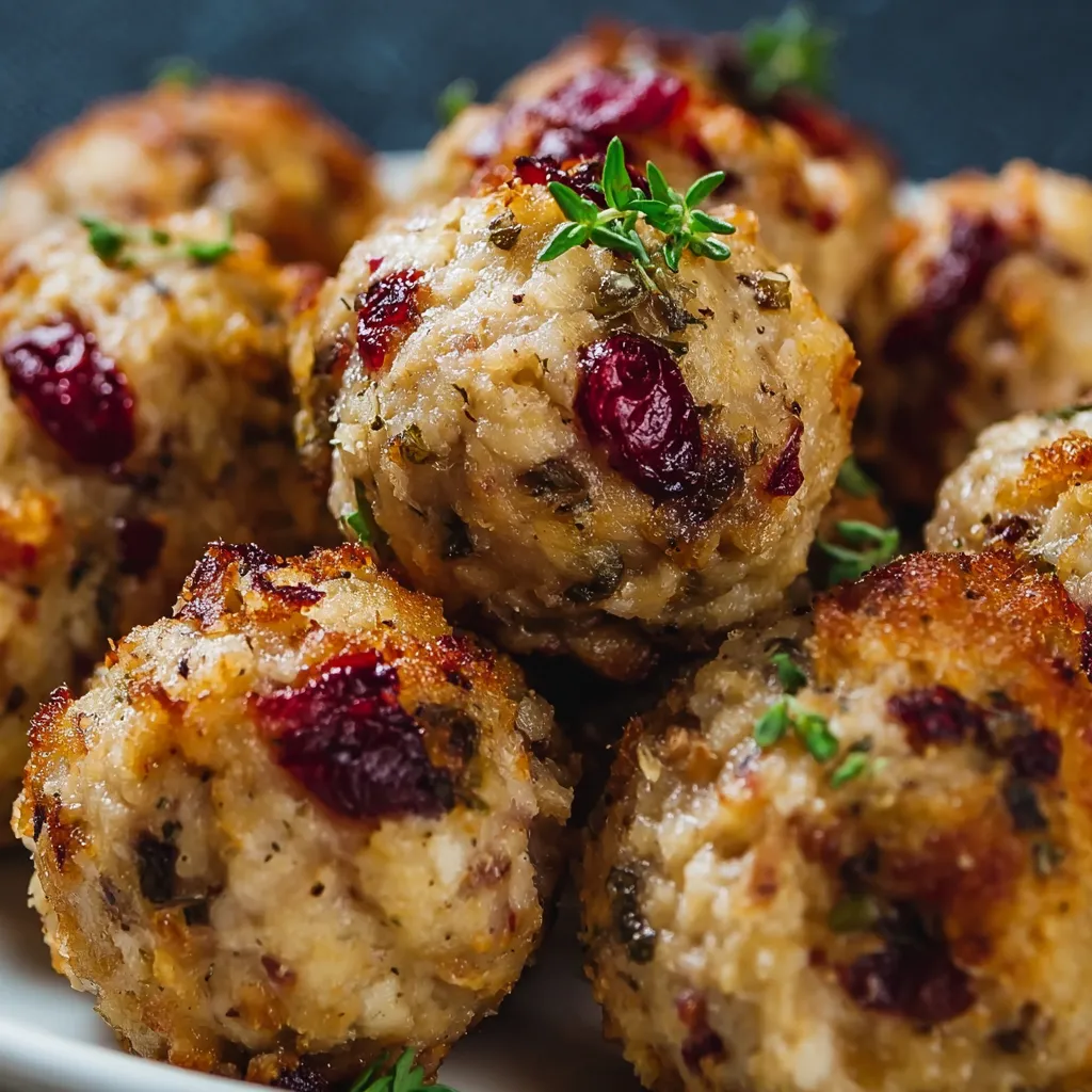 A plate of meatballs with red berries on top.