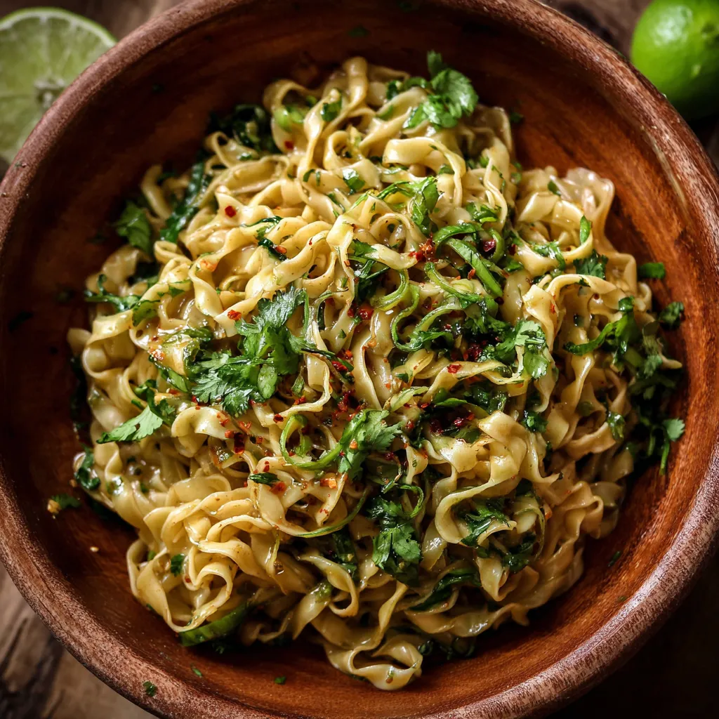 A bowl of noodles with vegetables.