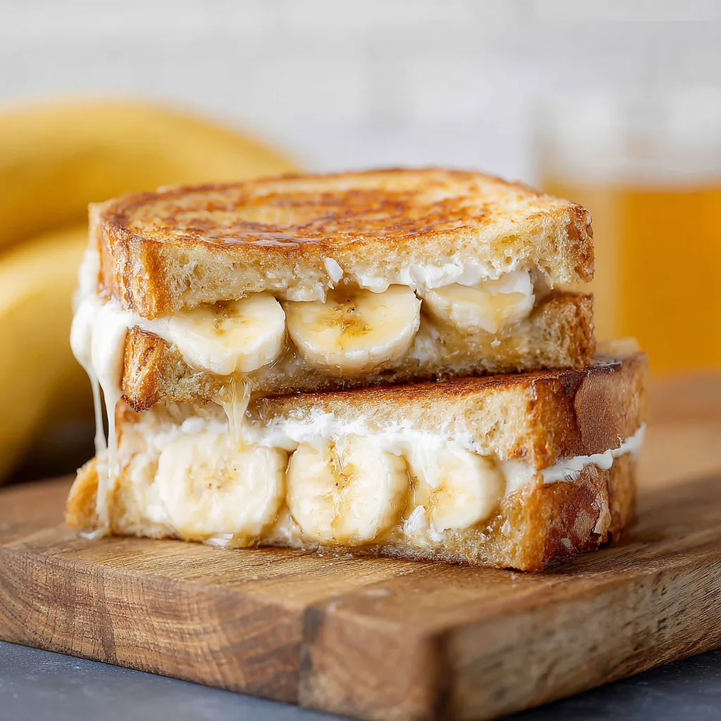 A sandwich with bananas and cream.