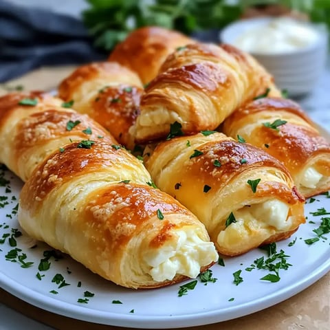 Golden-brown pastries oozing with cheese, sprinkled with fresh herbs on a serving plate.