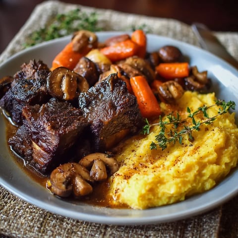 A plate of food with meat, mushrooms, and carrots.